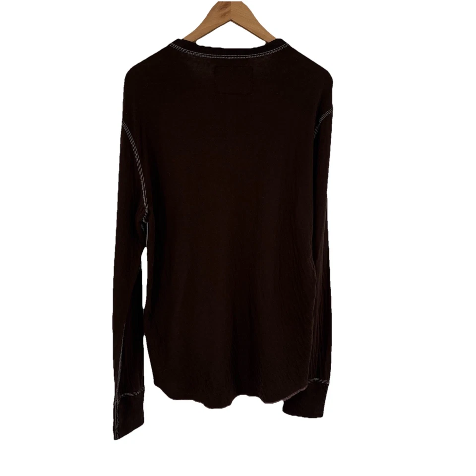 Camisa Henley Y2K American Eagle Para Hombres Logo L Doble Forrada Retro Botones Preppy Foto 3 de 4