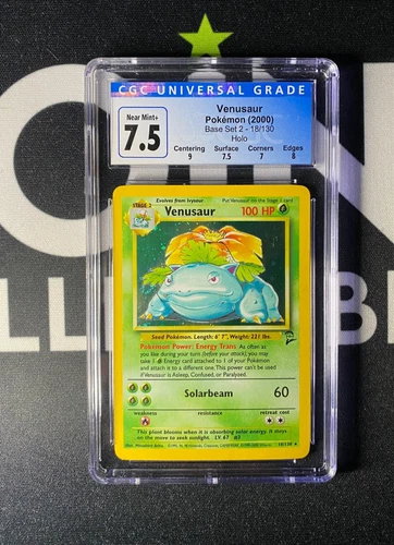 Venusaur 18/130 - Vintage WOTC Pokemon - 2000 Base Set 2 - CGC 7.5