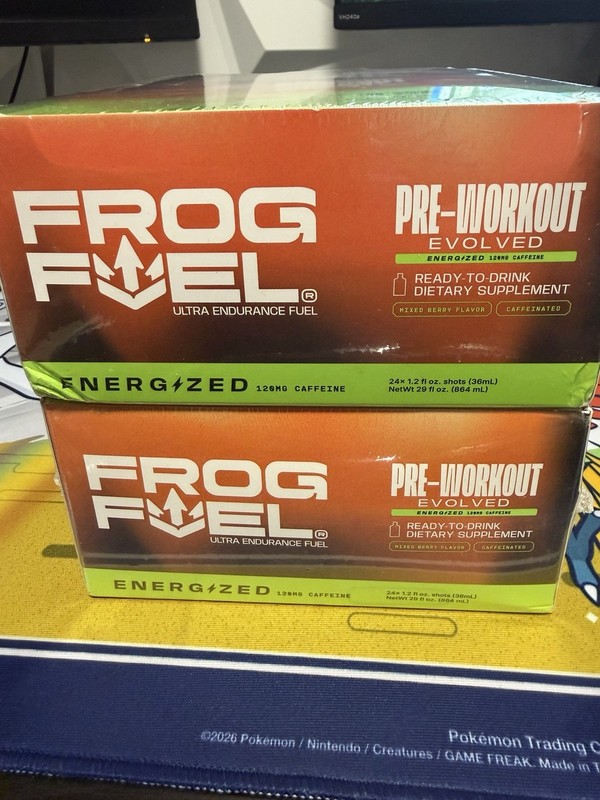 2 sealed 24 pack Frog Fuel Pre-Workout Caffeinated Mixed Berry 1.2 fl oz