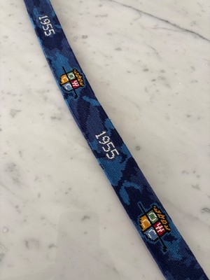 Smathers & Branson Belt Mens 38 Hand Stitched Needle Point Golf Belt - Navy Blue