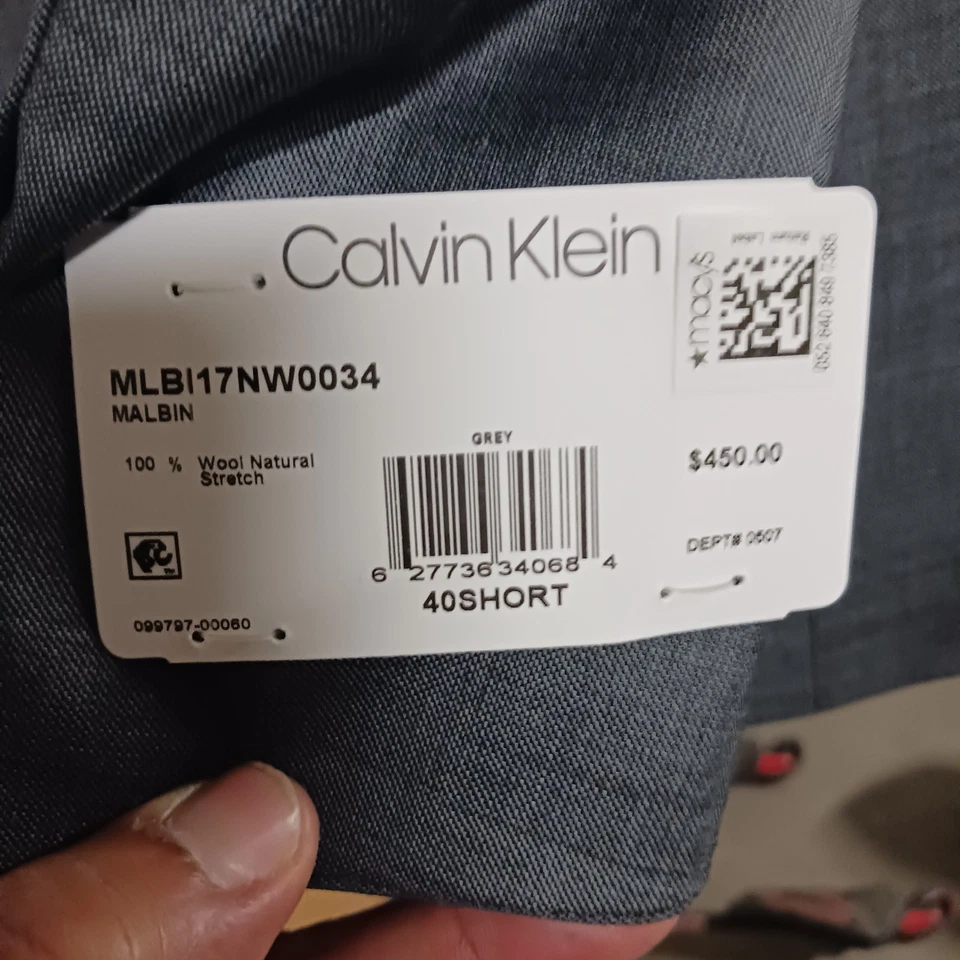 NUEVO CON ETIQUETAS Calvin Klein Para Hombres Calce Ajustado Traje Chaqueta Blazer 40 S Gris Oscuro Sólido Elástico Foto 3 de 4
