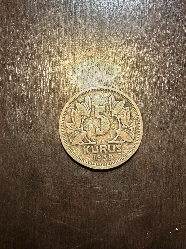 1939 Turkey Istanbul Mint Copper-Nickel 5 Kurus WW2 Era Republic Coin XF