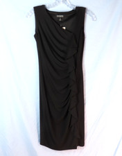 NWT EnFocus Studio LITTLE BLACK DRESS Slinky Knit ASYMMETRIC Draped Ruffle SZ 4
