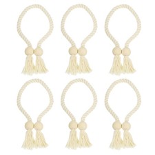 6 Pack Magnetic Curtain Tiebacks 55cm/21.65" Curtain Holdbacks Beige
