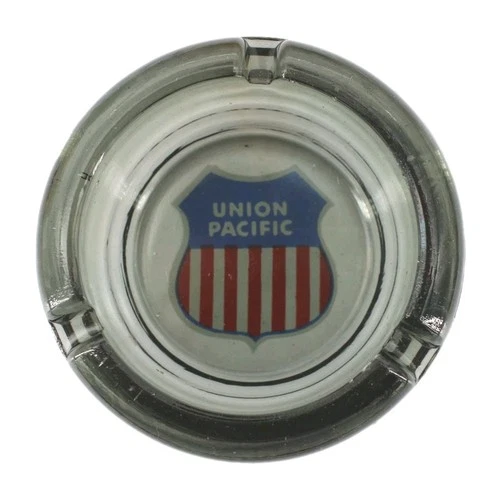 Vintage Clear Glass Marketing Ashtray Union Pacific Railroad
