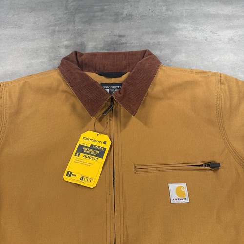 Chaqueta Carhartt Detroit Grande Marrón Tostado Manta Forrada Trabajo Tareas Pana Cuello - Imagen 3 de 10