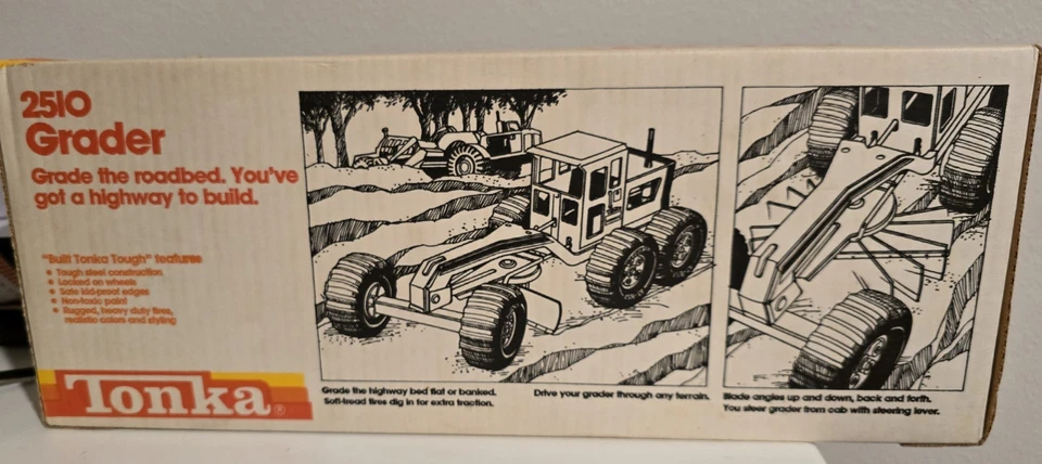 Tonka Grader 1983 with Original Box Model 2510 New Vintage Original Excellent - Image 3 of 4