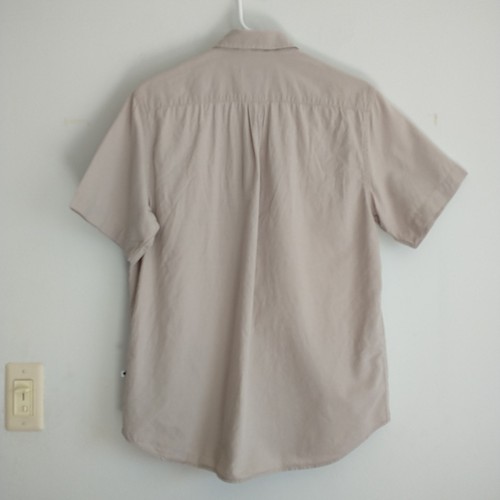 No Nationality Leon SS Shirt MenS L Beige Linen Blend Shirt Sleeve Casual - Picture 5 of 9