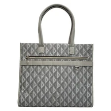 Auth DIOR/ChristianDior CD Diamond / Safari Tote Gray Light gray Coated Canvas