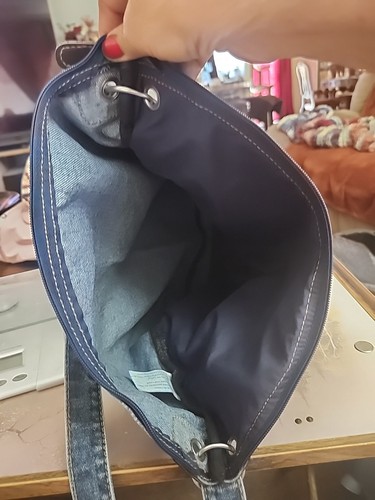 Vintage Y2K Denim Blue Jean Multi-Pocket Purse Crossbody Bag Adjustable Boho - Picture 5 of 5