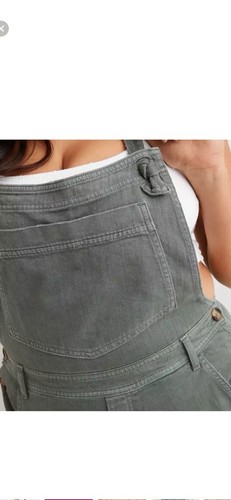 Aerie Denim Overalls Wide Leg Adjustable Straps Raw Hem Size Medium NWT - Picture 5 of 15