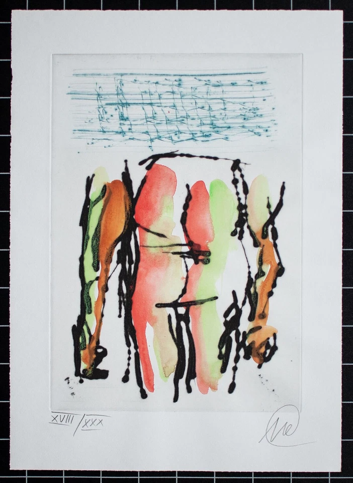 Markus Lüpertz Kunst Regeln geben Neoexpressionismus aquar Radierung 2005 18/30 - Bild 2 von 4