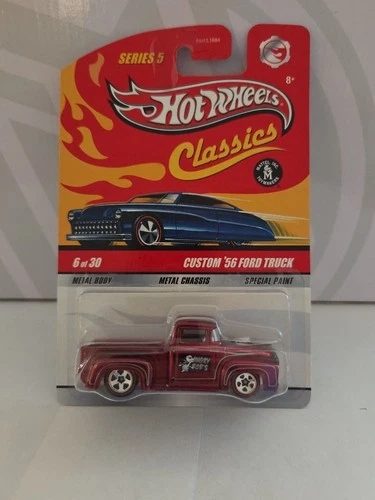 Hot Wheels Classics Series 5 #6 Custom '56 Ford Truck in Red - Redline 5 Spokes