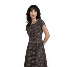 Talbots Dress Women's Size 6P 6 Petite Black Pink Geometric Diamond Fit & Flare