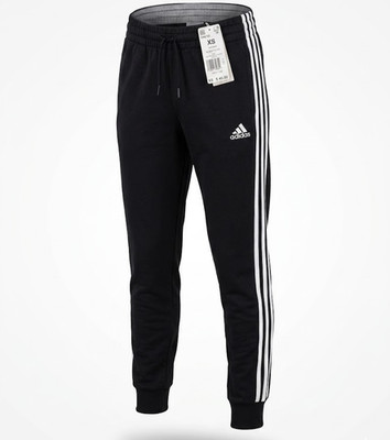 NWT Women's Adidas XS French Terry Tapered Pants Black/White 3-Stripes MSRP $45