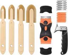 Silikon Abzieher Set Braun-Schwarz mit Fugengl&auml;ttern und Schaber 260g