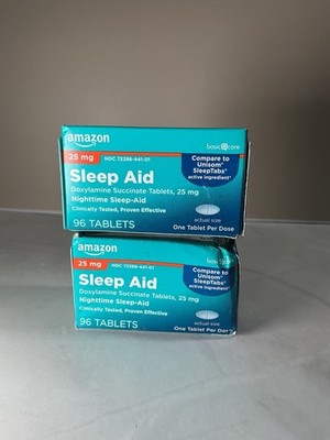 2X Amazon Basic Care Nighttime Sleep Aid Tablets, Doxylamine Succinate