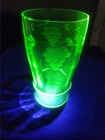 Vintage Depression Green Uranium Glass Cup Etched Grapes (1 Chip)