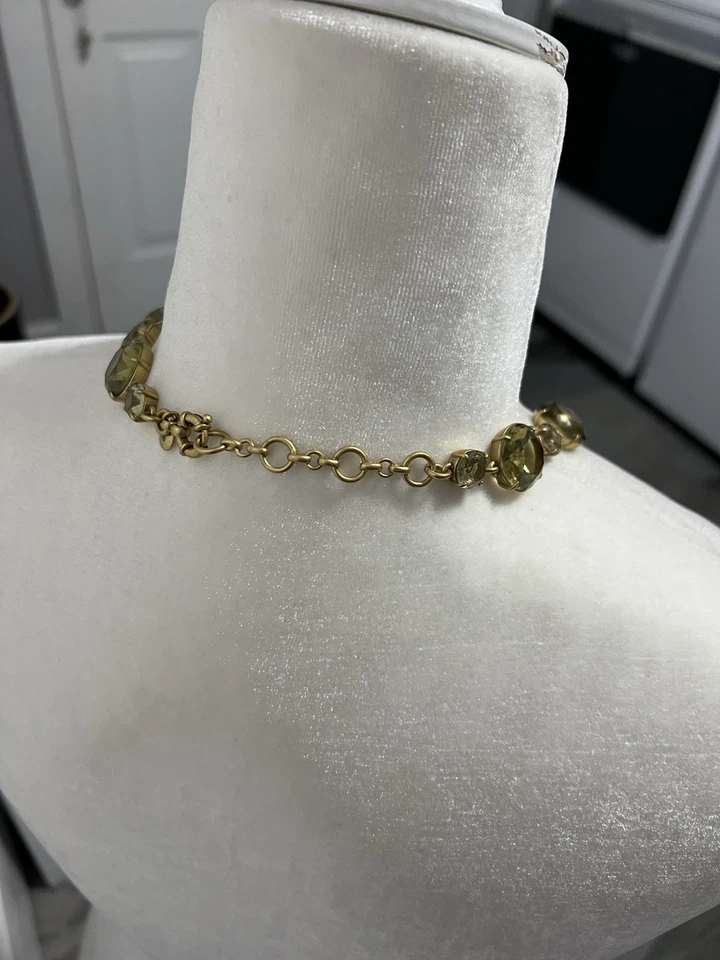 Vintage J. Collar Crew Grueso Declaración Piedras Verdes Foto 2 de 4