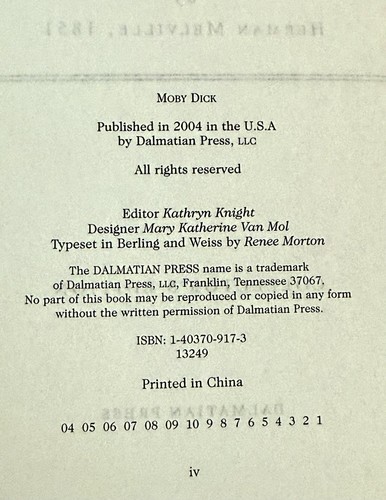 Moby Dick: The Whale, Herman Melville Full Leather Gold Gild Dalmatian Press NEW - Afbeelding 7 van 13