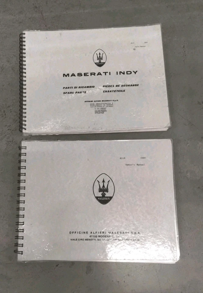 Maserati Indy Owners Manual & Spare Parts Parts Manual OEM - Image 2 of 4