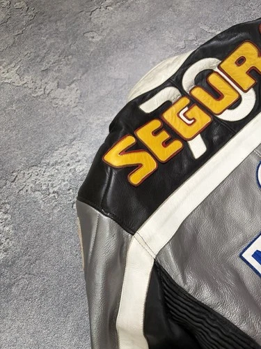 Vintage Segura Leather Racing Jacket Motul Total Dunlop Patches Biker Size M / 3 image 22