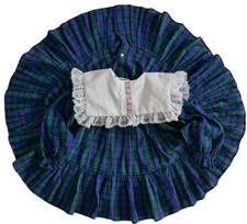 VTG Bryan LS Circle Dress Bloomers 24m Green/Blue Plaid Lace White Collar Martha