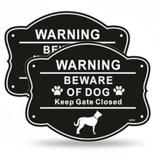 2 Pack Beware of Dog Signs for Fence,10 x 8 Inch Keep Gate Closed Signs, Rust...