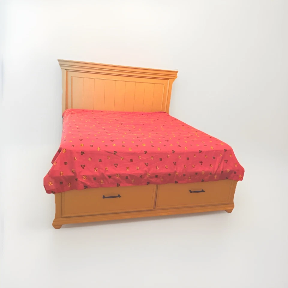 Bedroom king size bed 1 pc dresser Made in Italy Cherry wood . - Image 3 of 4