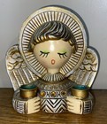 Vintage Paper Mache Style Christmas Angel Candle Holder W/ Gemstones Made Japan — photo 1