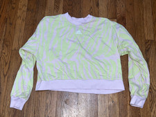Adidas Women's Cropped Sweatshirt Zebra Tiger Print Lime Green Lilac sz M NEW