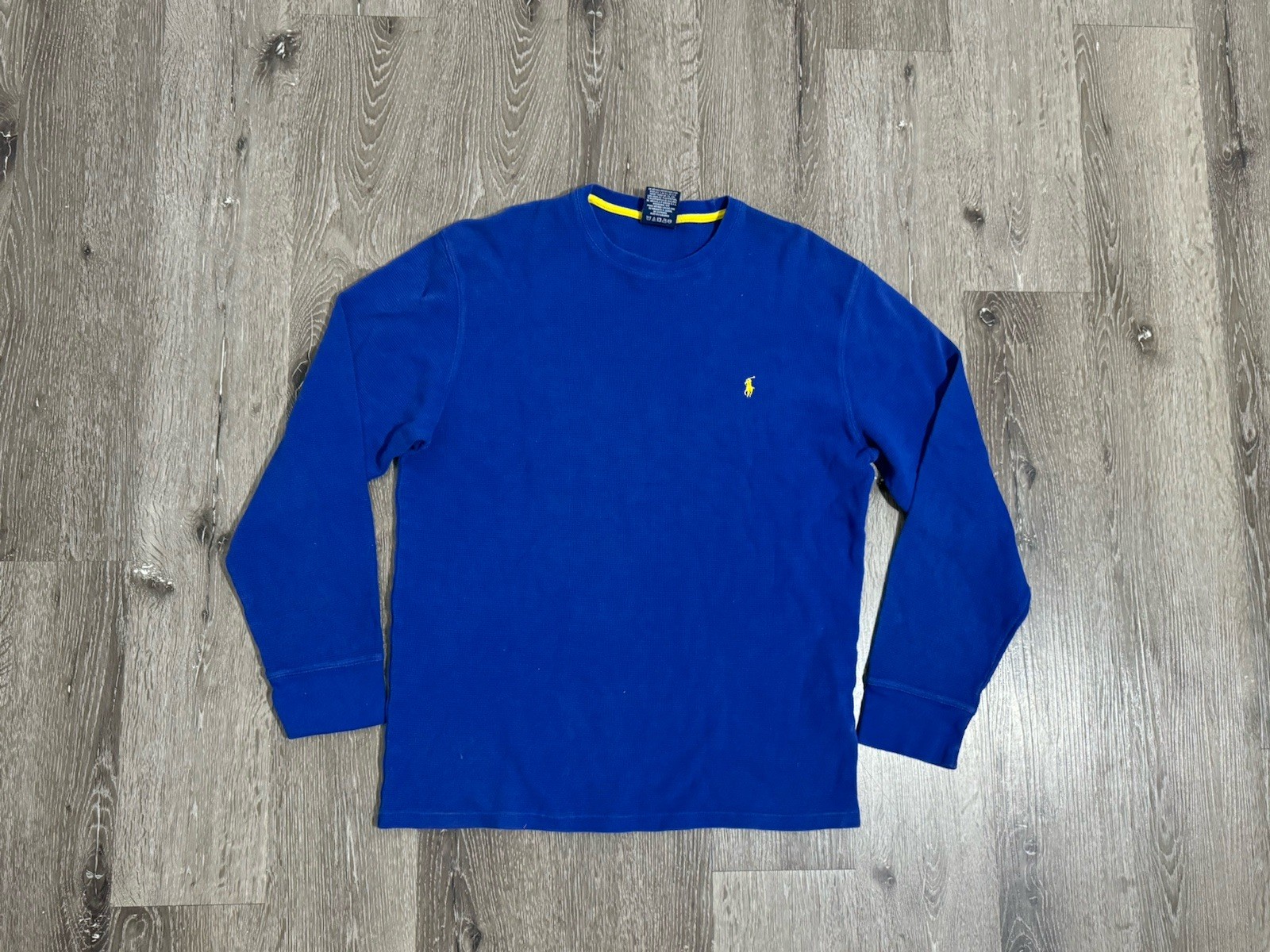 Polo Ralph Lauren Waffle Camicia Termica Uomo XL Blu Maglia Pigiama Manica Lunga Pony