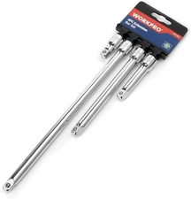 WORKPRO W074459 3/8 In. Socket Drive Extension Bar Set, in., Chrome 