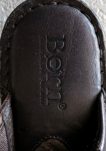 Scarpe zoccoli mules slip on Born Pittina taglia 7M pelle/tweed tessuto zeppa - Foto 6 di 9