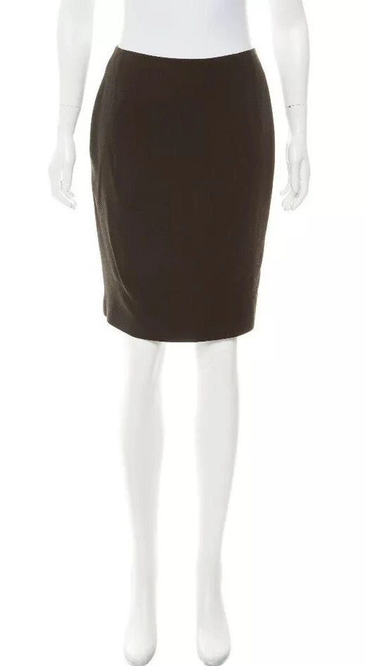 Emanuel Ungaro Womens Knee Length Wool Pencil Skirt Black Size 6