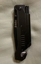 Black TRS 5N1 EDC Knife w/ Flashlight, Fire Starter, & Glassbreaker