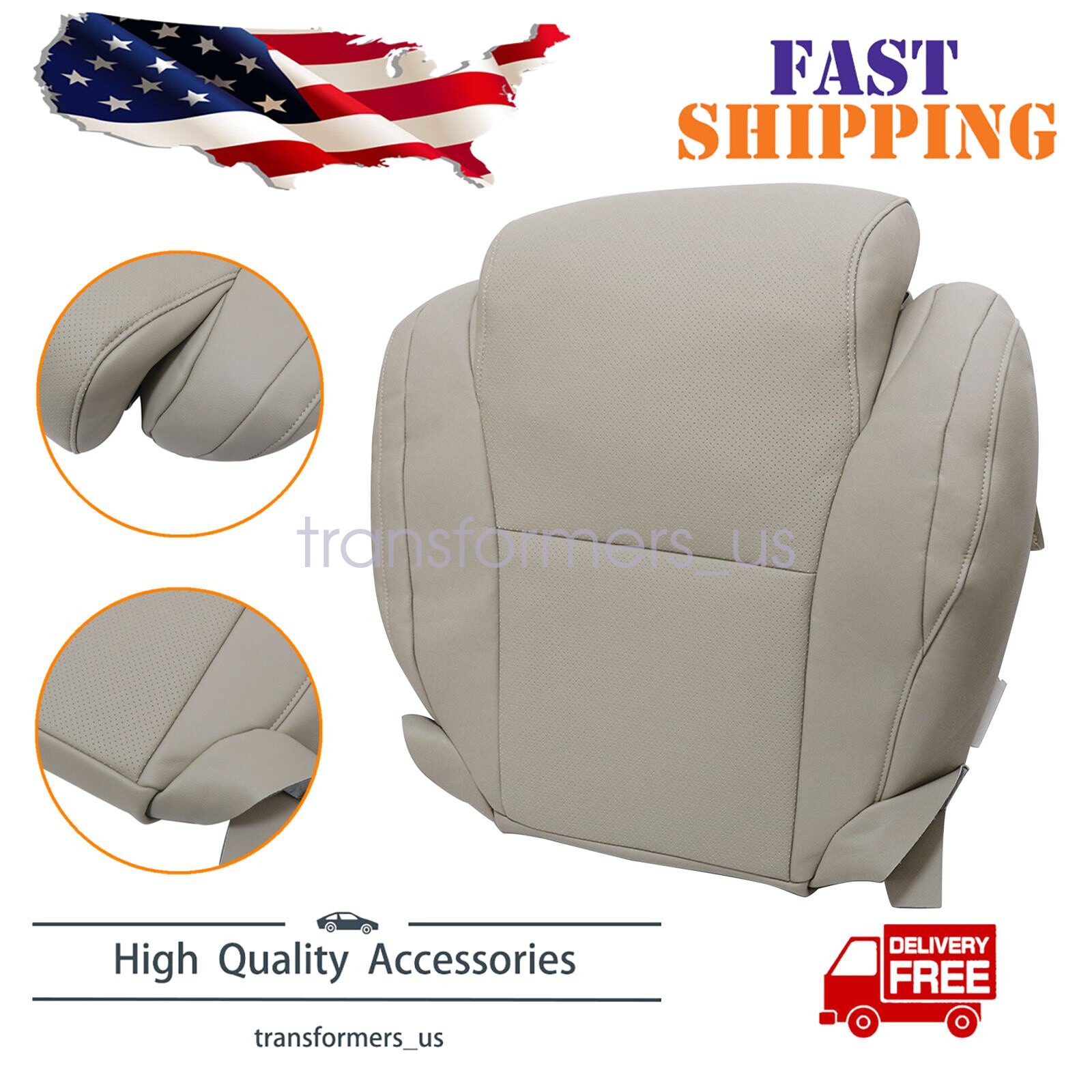 For 2008-2014 Toyota Sequoia Driver Bottom Perforated Leather Seat Cover Tan