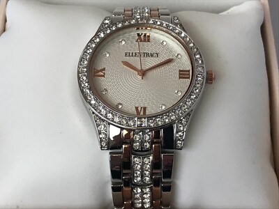 Ellen Tracy Quartz Rose Gold / Silver  with Crystal Ladies Watch ET5368TTR