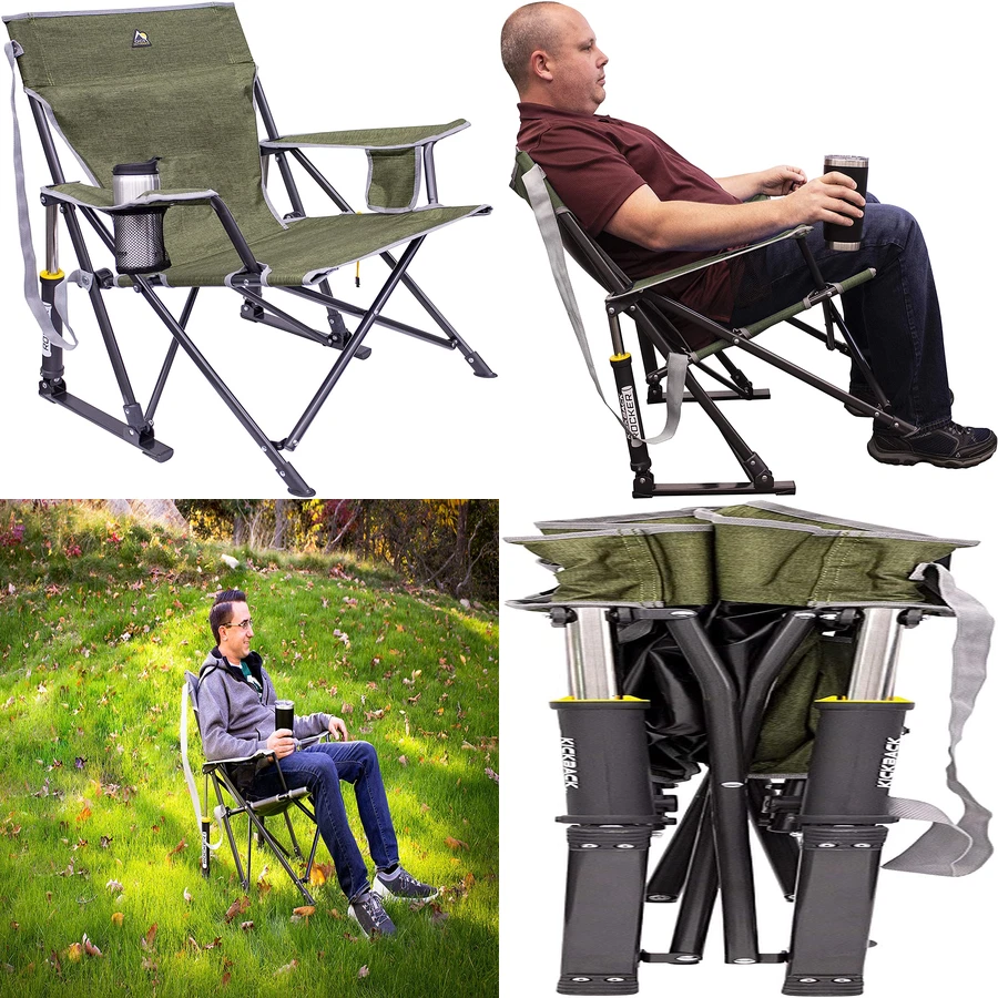 Folding Rocking Chair Camping Lawn Outdoor Tailgating Patio Rocker