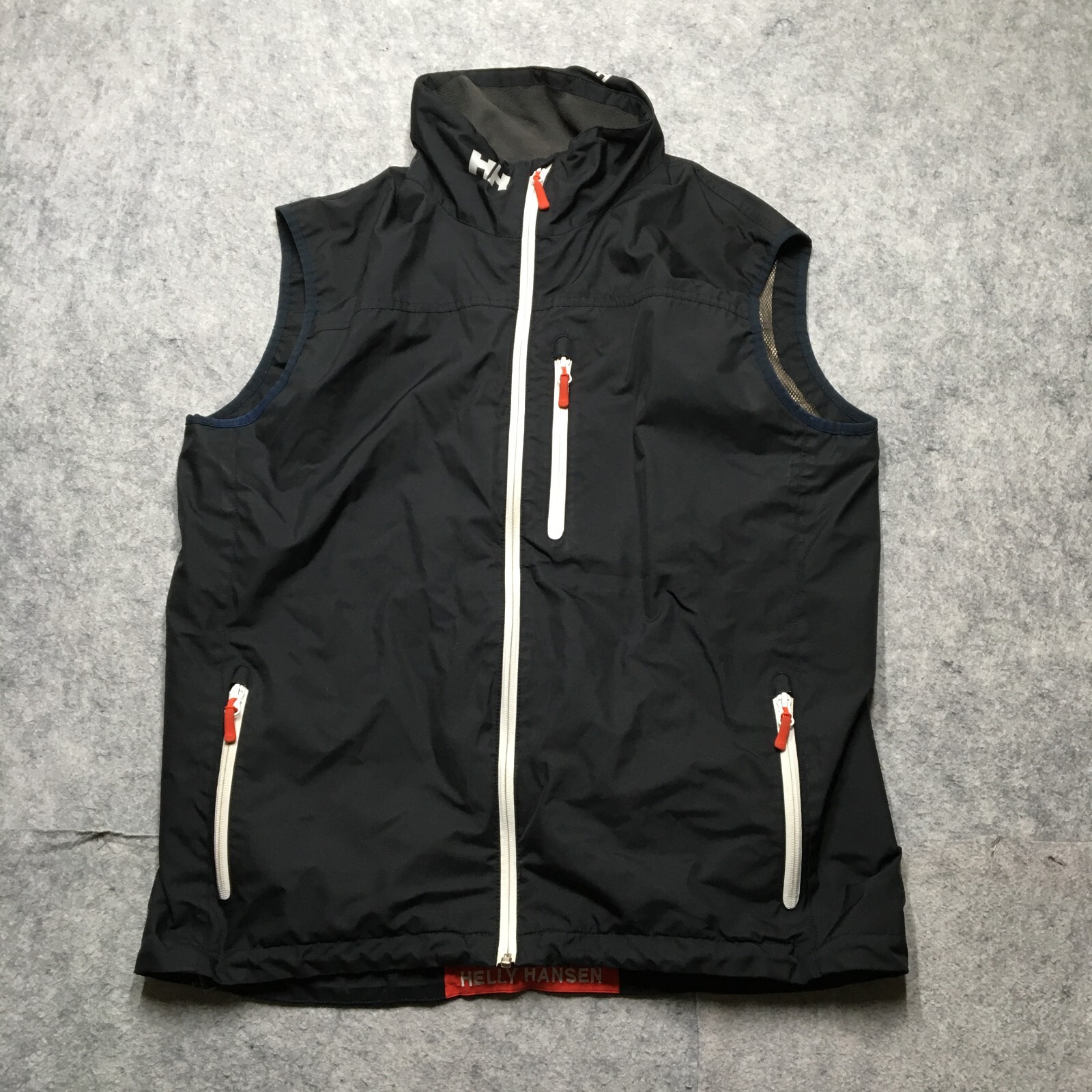 Helly Hansen Men’s XL Black Logo Full Zip Windbreaker Sailing Vest Gilet