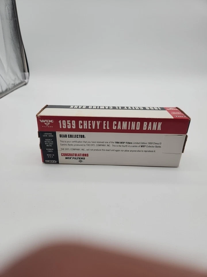 WIX FILTER 1959 CHEVY EL CAMINO ROJO DIE CAST BANK ERTL COLECCIONABLE NUEVO EN CAJA 1:25 Foto 2 de 4