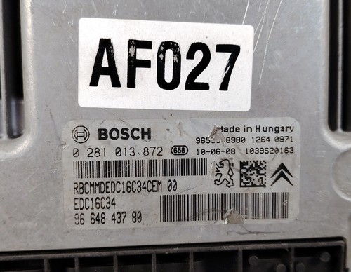 PEUGEOT CITROEN 308 1.6 HDi Engine CONTROL MODULE ECU ECM 0281013872 9664843780 - Picture 4 of 19