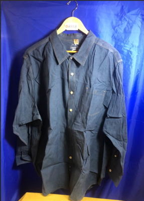 BIG E  Men's Liberty Blues Blue Denim Long Sleeve Shirt Size 4XL | eBay