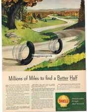 1945 Shell Oil Millions of mile to find a better half Art VINTAGE PRINT AD