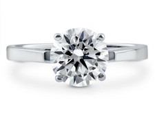 Sterling Silver AAAA Round Cubic Zirconia Solitaire Engagement Ring