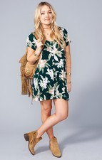 Show Me Your MuMu Ladies Short Sleeve Bennett Babydoll Mini Forest Dress NEW-S