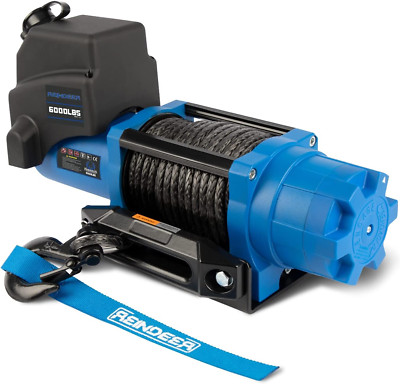 REINDEER 6000LBS Electric Winch Synthetic Rope 12V Boat Trailer Towing ATV/UTV