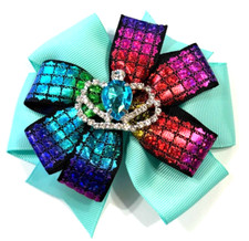 Beautiful Jeweled Crown inspired hair bow for girls.