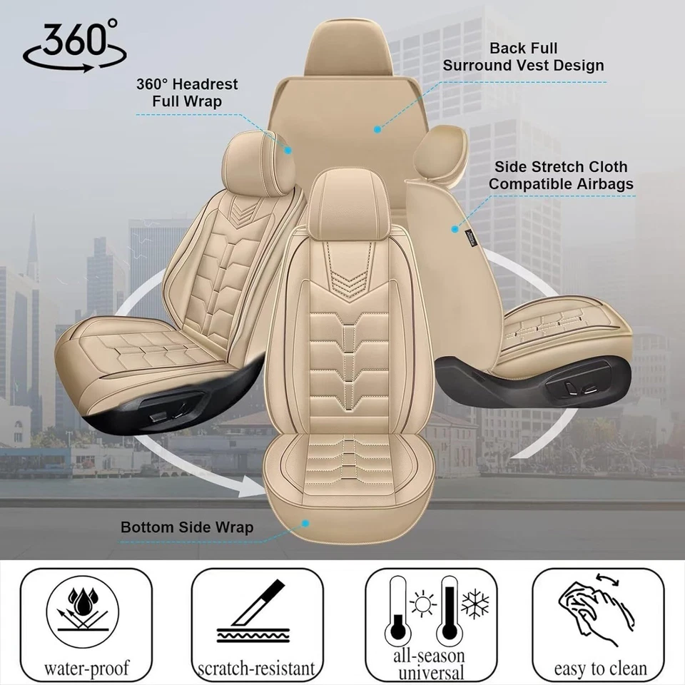 For Cadillac SRX 2010-2016 PU Leather Car 5-Seat Covers Front&Rear Cushion Pad Foto 4 de 4