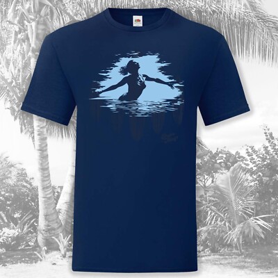 Meer Schwimmen Mädchen Silhouette Sommertage Urlaub T-Shirt Geschenk Größen S - 3XL